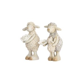 Fr med lille lam og blomst